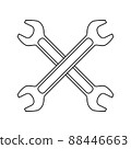 Two spanners line drawing on white background. 88446663