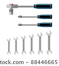 Spanners and screwdrivers on a white background. 88446665