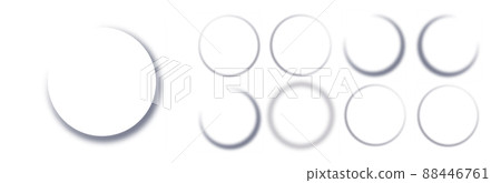 Realistic round shadow with soft edges. Gray round shadows isolated on transparent background. Realistic round shadow with soft edges. Gray round shadows isolated on transparent background. 88446761