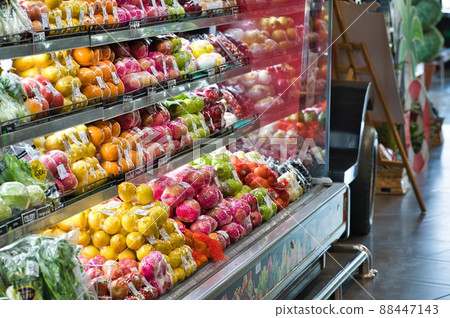 Colorful vegetables and fruits displayed in supermarkets 88447143