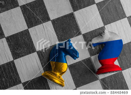 Ukraine vs Russia, war concept with Chess 88448469