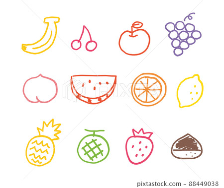 Fruit illustration set color line - Stock Illustration [88449038] - PIXTA