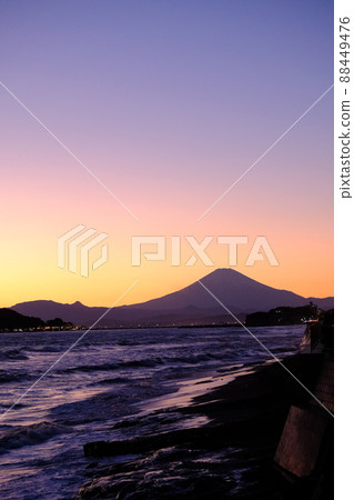 Mt. Fuji and Enoshima in the magic hour Mt. Fuji and Enoshima in the magic hour 88449476