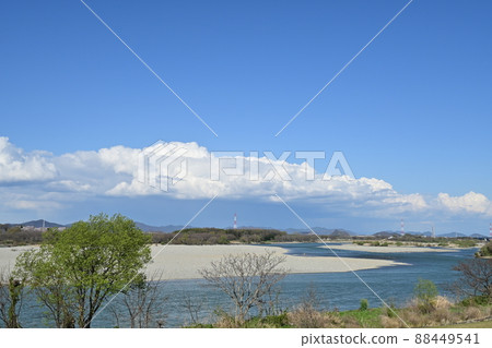Water flow in the lower reaches of the Kiso River, a first-class river Water flow in the lower reaches of the Kiso River, a first-class river 88449541