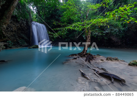 Erawan Waterfall,beautiful waterfall deep forest in Thailand Erawan Waterfall,beautiful waterfall deep forest in Thailand 88449865