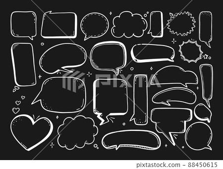 Comic speech bubble hand-drawn on a black background in the style of a doodle Vector illustration bubble chat, message element. 88450615
