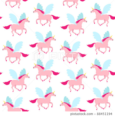 Vector seamless pattern of flat unicorn pegasus Vector seamless pattern of flat unicorn pegasus 88451194