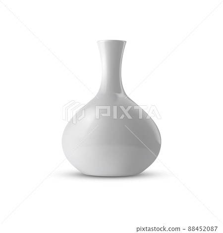 Realistic white ceramic porcelain vase. 3d ceramic glossy pot. 88452087