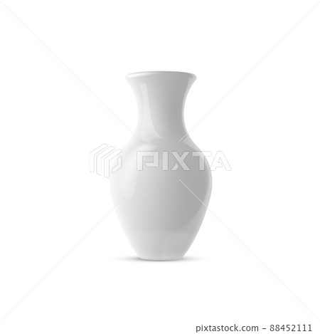 Realistic white ceramic porcelain vase. 3d ceramic glossy pot. 88452111