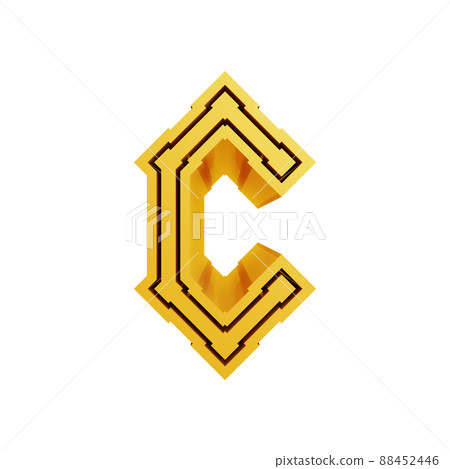 Modern gothic style font.Golden letter isolated on white background.3D rendered illustration. 88452446