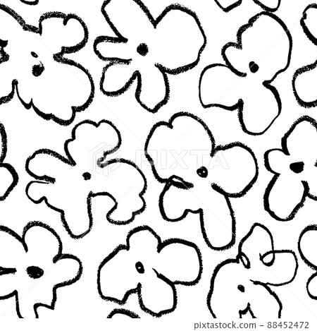 Abstract doodle pattern with black floral motif. 88452472
