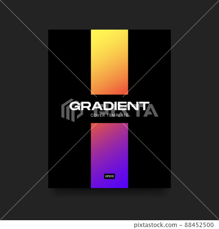 Minimalistic Gradient Cover. Vertical Colorful Template with Black Borders 88452500