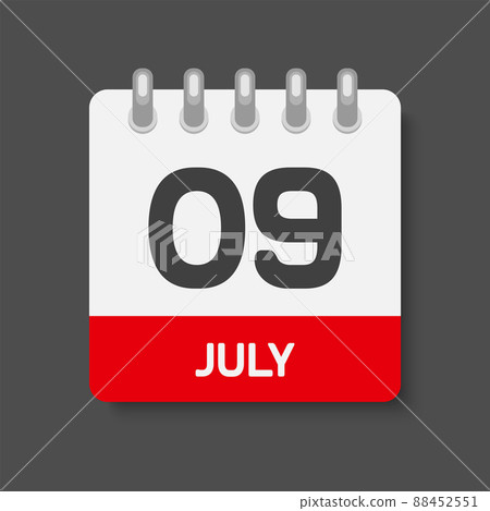 Icon day date 9 July, template calendar page 88452551
