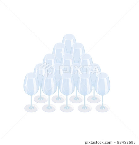 Rows of empty wine glasses waiting to be used at a wedding. 88452693