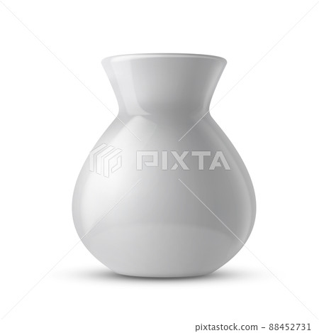 Realistic white ceramic porcelain vase. 3d ceramic glossy pot. 88452731