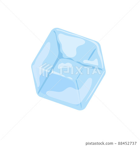 Ice cube with glare on white in cartoon style Ice cube with glare on white in cartoon style 88452737