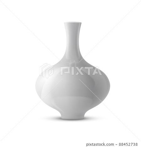 Realistic white ceramic porcelain vase. 3d ceramic glossy pot. Realistic white ceramic porcelain vase. 3d ceramic glossy pot. 88452738