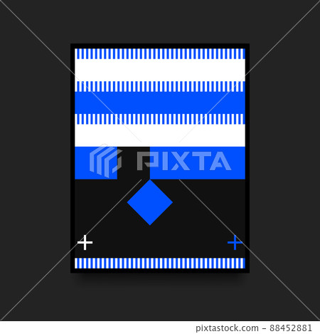 Swiss graphic. Blue Minimalistic Poster with Geometric Elements Swiss graphic. Blue Minimalistic Poster with Geometric Elements 88452881