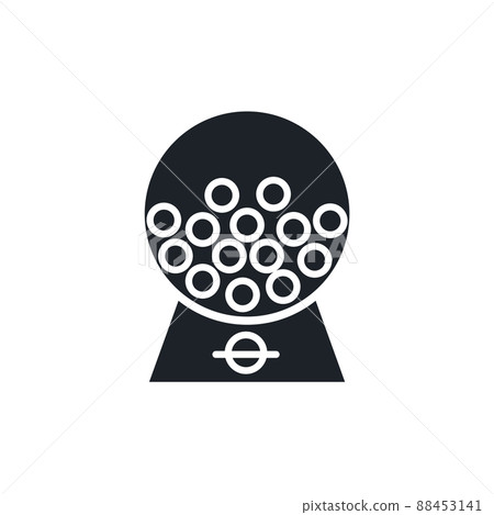 Gumball machine icon. Bubble gum or chewing gum isolated vector silhouettes Gumball machine icon. Bubble gum or chewing gum isolated vector silhouettes 88453141