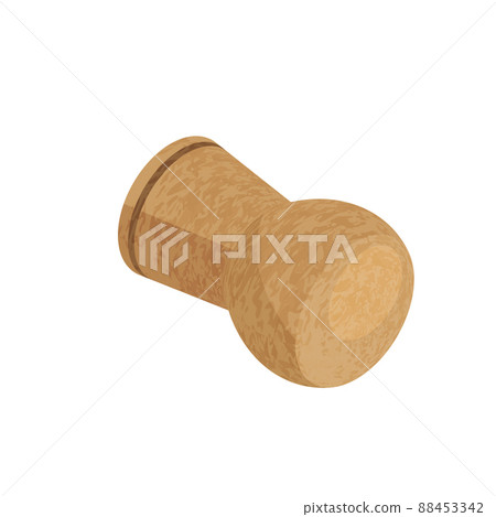Isometric vector illustration of a cork from a bottle of sparkling wine with cork texture isolated on a white 88453342