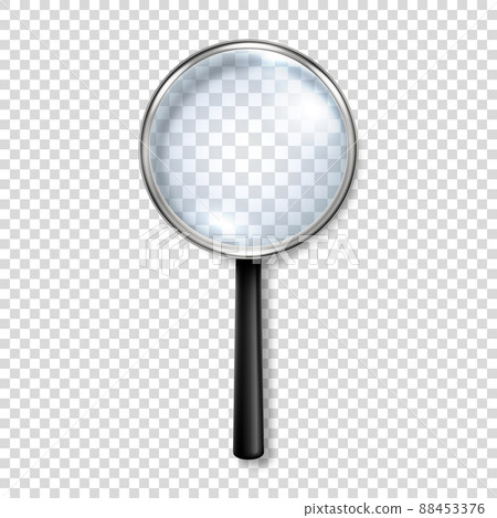 Vector 3d Realistic Metal, Plastic Magnifying Glass or Loup Icon Closeup Isolated. Design Template of Magnifying Glass, Loupe for Graphics. Top View 88453376