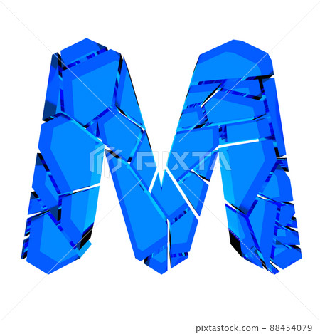 3D illustration.Broken glass letter isolated on white background.Art font. 3D illustration.Broken glass letter isolated on white background.Art font. 88454079