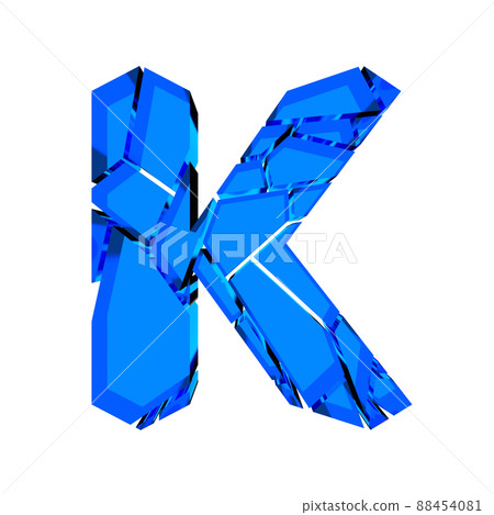 3D illustration.Broken glass letter isolated on white background.Art font. 88454081