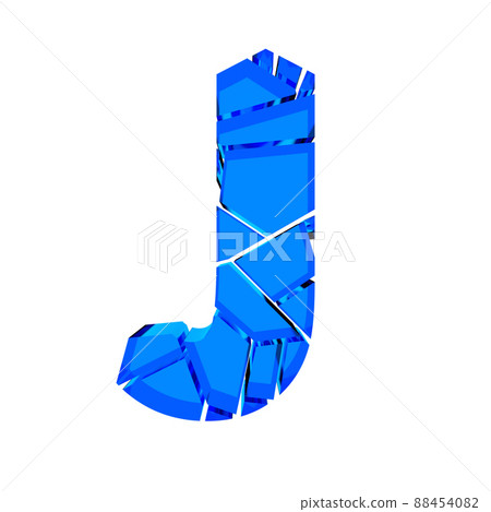 3D illustration.Broken glass letter isolated on white background.Art font. 88454082