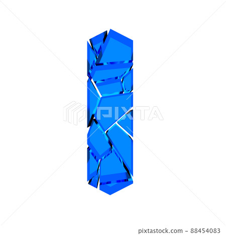 3D illustration.Broken glass letter isolated on white background.Art font. 3D illustration.Broken glass letter isolated on white background.Art font. 88454083