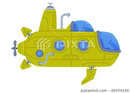 Green Submarine Watercraft Swimming Underwater Vector Illustration Green Submarine Watercraft Swimming Underwater Vector Illustration 88454280