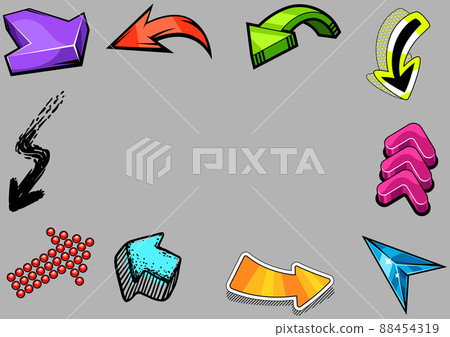 Frame with abstract graffiti arrows. Cartoon teenage creative image. Frame with abstract graffiti arrows. Cartoon teenage creative image. 88454319