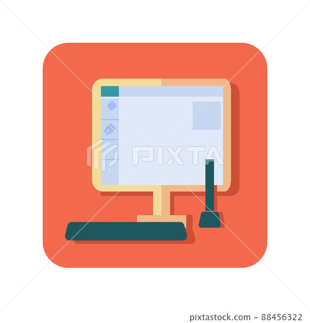 Abstract button icon personal computer on white background - Vector Abstract button icon personal computer on white background - Vector 88456322