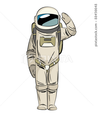 Astronaut or cosmonaut in spacesuit floating in weightlessness. Hand drawn spaceman for t-shirt print design. People exploring universe 88456648