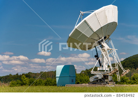 Ionospheric observatory with a giant satellite dish for receiving a satellite signal. Ionospheric observatory with a giant satellite dish for receiving a satellite signal. 88458492
