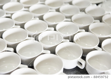 empty coffee cup on the table, white coffee mugs ready to serve in the morning 88459732
