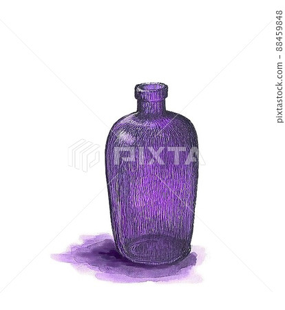 Purple vial watercolor hand-painted white background 88459848