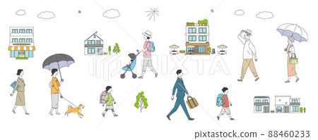 Pedestrian and city set 88460233