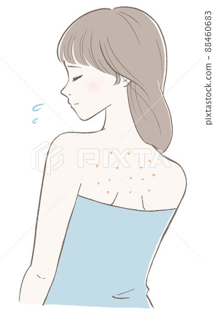 A black version of a line drawing of a woman who has a lump on her back A black version of a line drawing of a woman who has a lump on her back 88460683