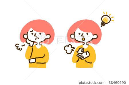 憂心忡忡的女性和勵志女性的插圖 憂心忡忡的女性和勵志女性的插圖 88460690