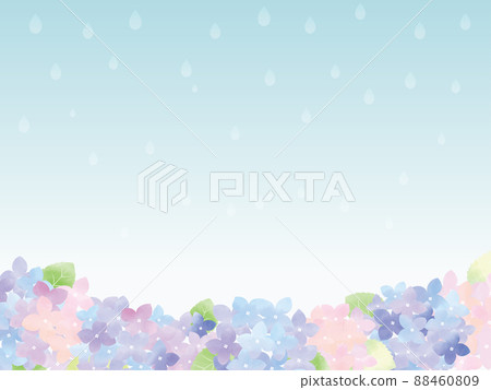 Watercolor style rainy season hydrangea illustration material 88460809