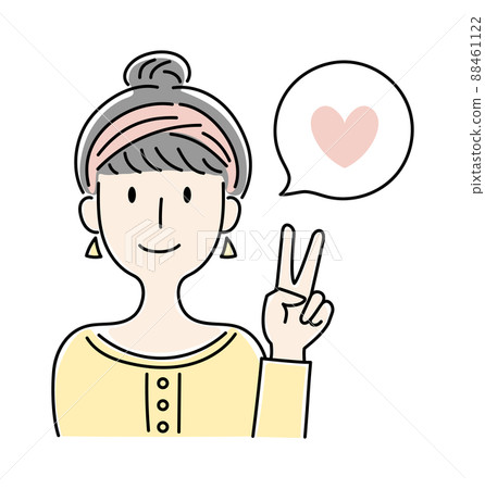 Hand-drawn style, vector illustration of a woman who is overjoyed Hand-drawn style, vector illustration of a woman who is overjoyed 88461122