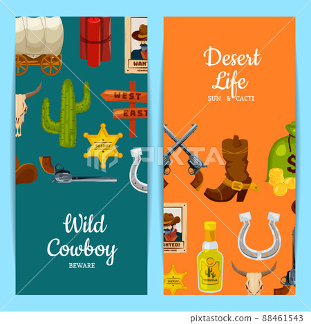 cartoon wild west elements web banner templates illustration cartoon wild west elements web banner templates illustration 88461543