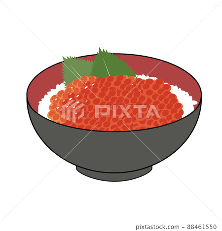 一個有很多鮭魚子的海鮮碗的插圖 一個有很多鮭魚子的海鮮碗的插圖 88461550
