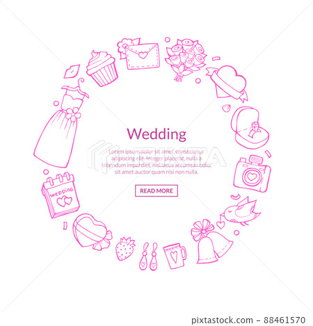 doodle wedding with place for text illustration 88461570