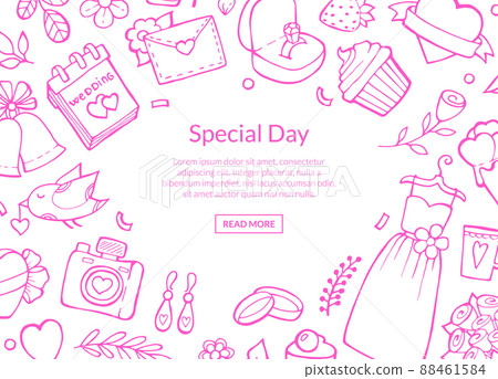 doodle wedding elements background with place for text illustration 88461584