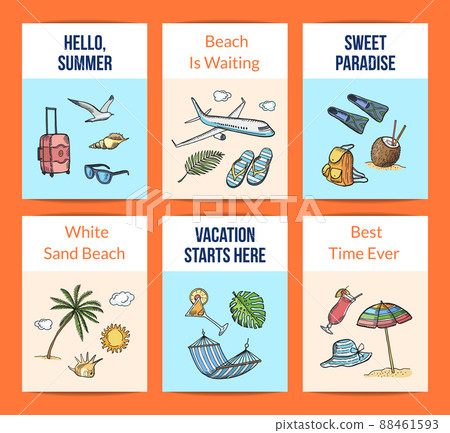 hand drawn summer travel elements card... - Stock Illustration ...