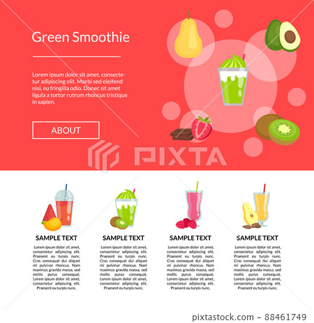 flat smoothie elements landing page template illustration flat smoothie elements landing page template illustration 88461749