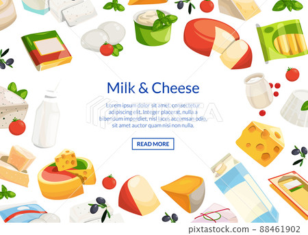 cartoon dairy and cheese products background 88461902