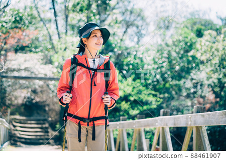 Climbing trekking woman Climbing trekking woman 88461907