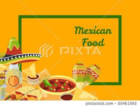 cartoon mexican food background with place for text illustration cartoon mexican food background with place for text illustration 88461988